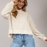 Rivelle Ribbed Contrast Long Sleeve Sweatshirt – Ivory