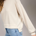 Rivelle Ribbed Contrast Long Sleeve Sweatshirt – Ivory