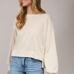 Rivelle Ribbed Contrast Long Sleeve Sweatshirt – Ivory