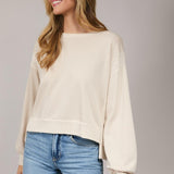 Rivelle Ribbed Contrast Long Sleeve Sweatshirt – Ivory