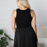 Romi Knit Mixed Media Midi Dress - Black