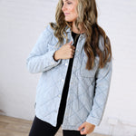 Romy Quilted Oversized Denim Shacket - Light Denim