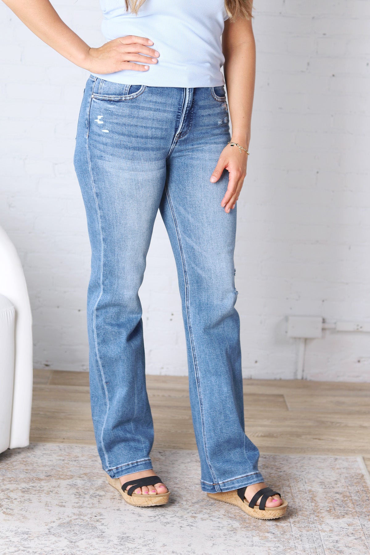 Romy Tummy Control Straight Jeans - Medium Wash