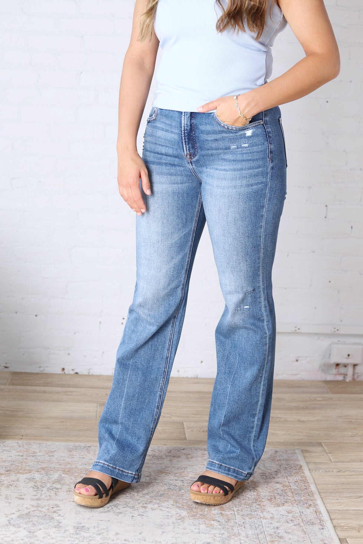 Romy Tummy Control Straight Jeans - Medium Wash