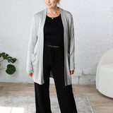 Rory Lounge Terry Cardigan - Heather Grey FINAL SALE