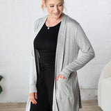 Rory Lounge Terry Cardigan - Heather Grey FINAL SALE