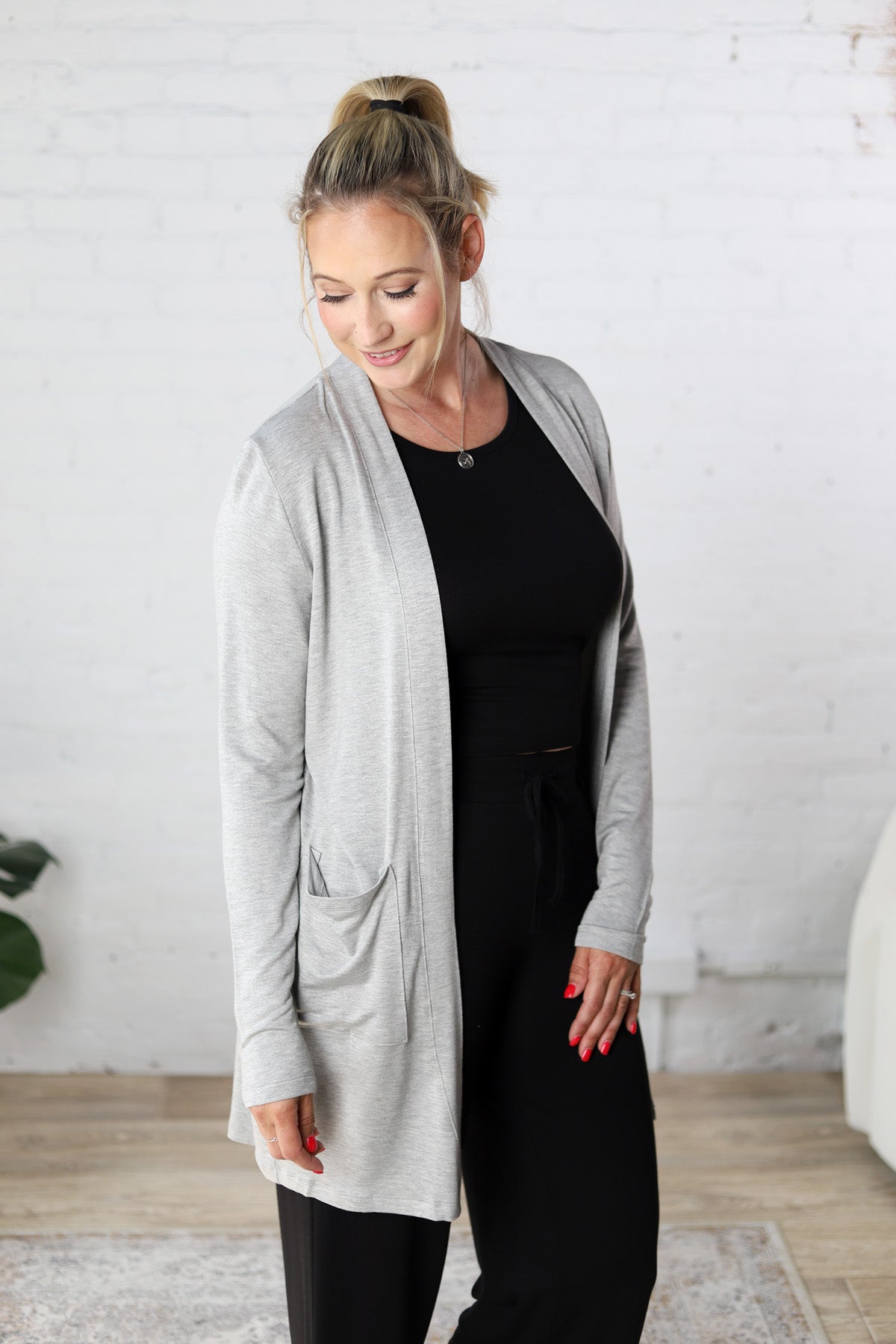 Rory Lounge Terry Cardigan - Heather Grey FINAL SALE