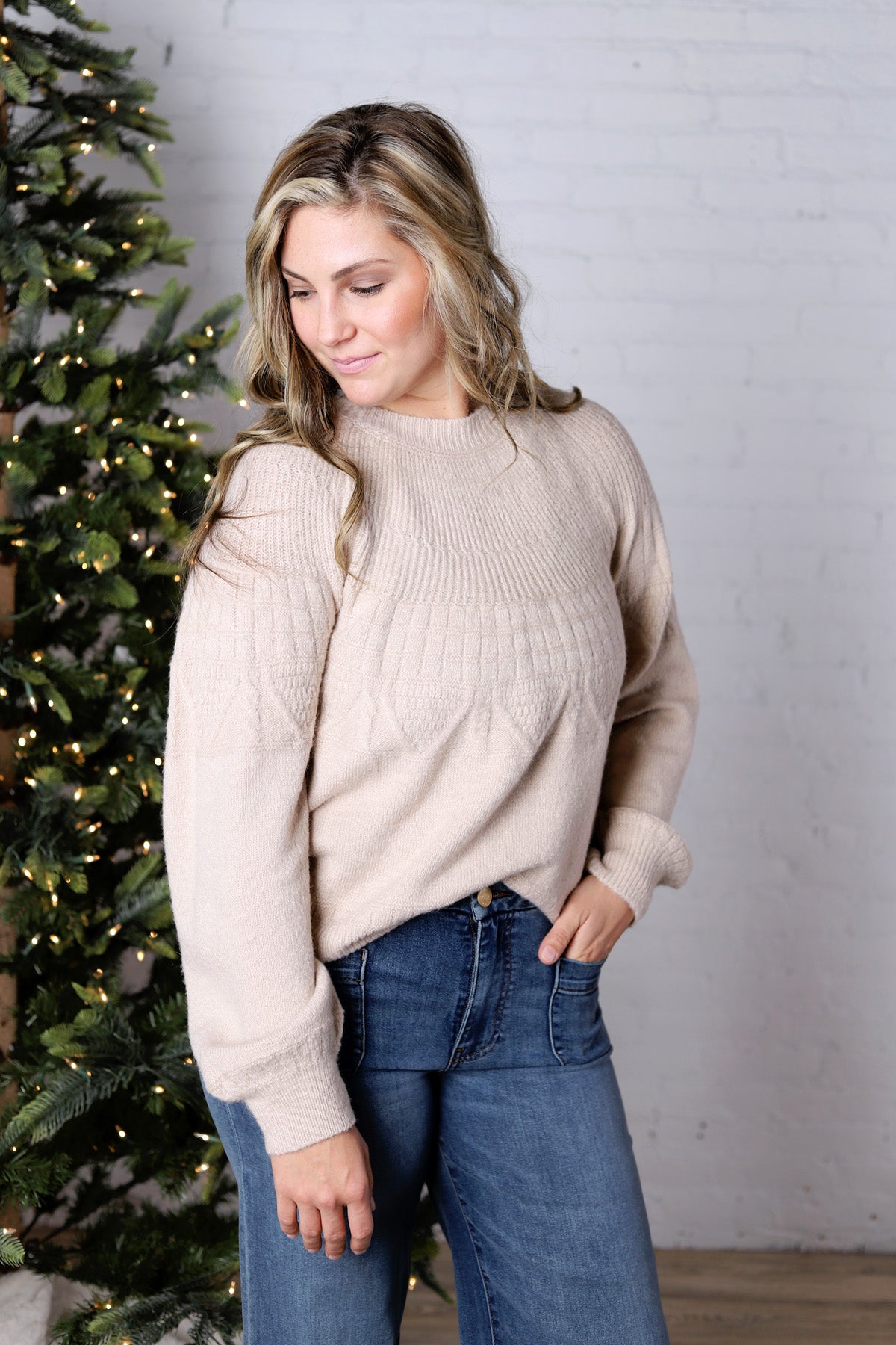 Rosyn Texture Detail Sweater - Oatmeal