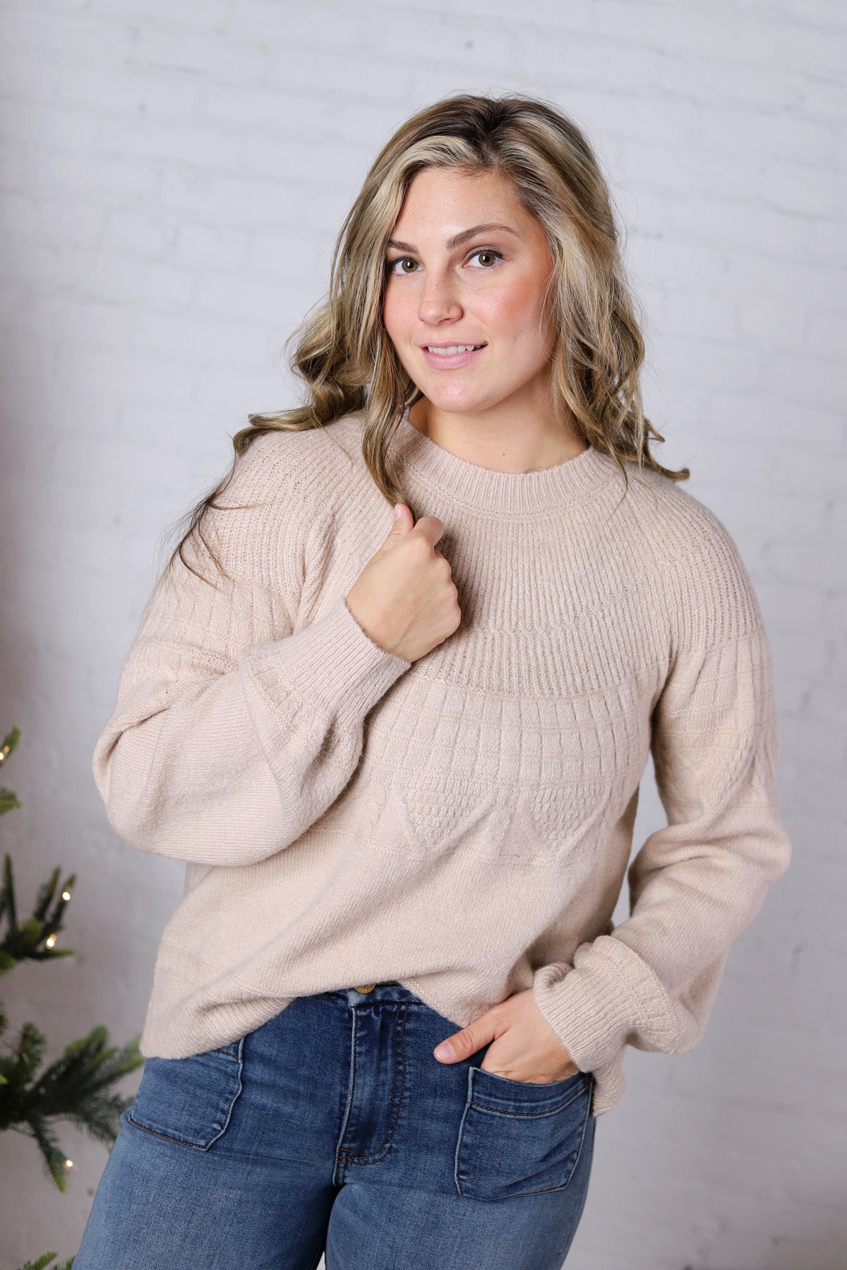 Rosyn Texture Detail Sweater - Oatmeal FINAL SALE