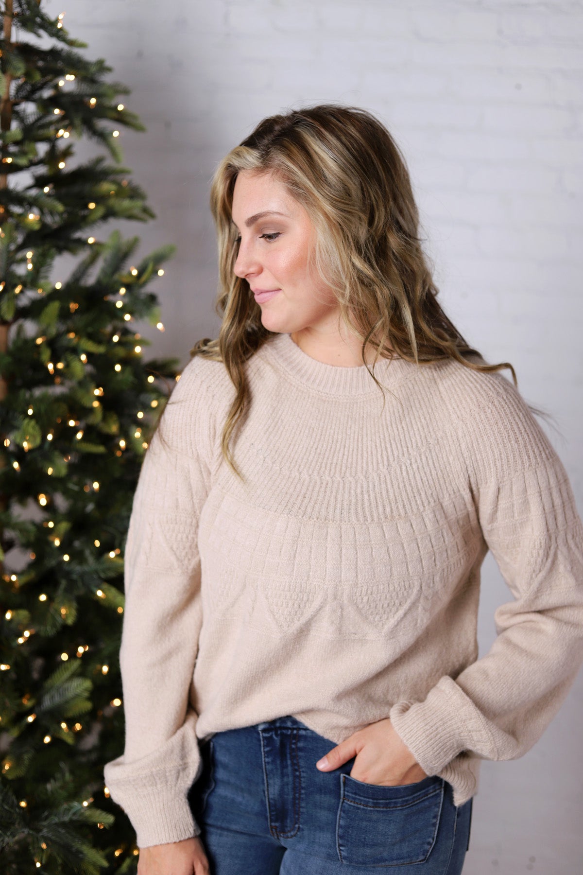 Rosyn Texture Detail Sweater - Oatmeal