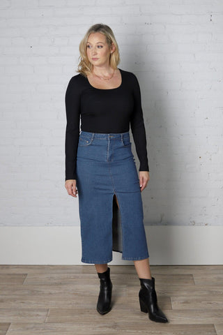 High Rise Skinny Denim Pencil Skirt, Second Denim – I love Yoga Jeans