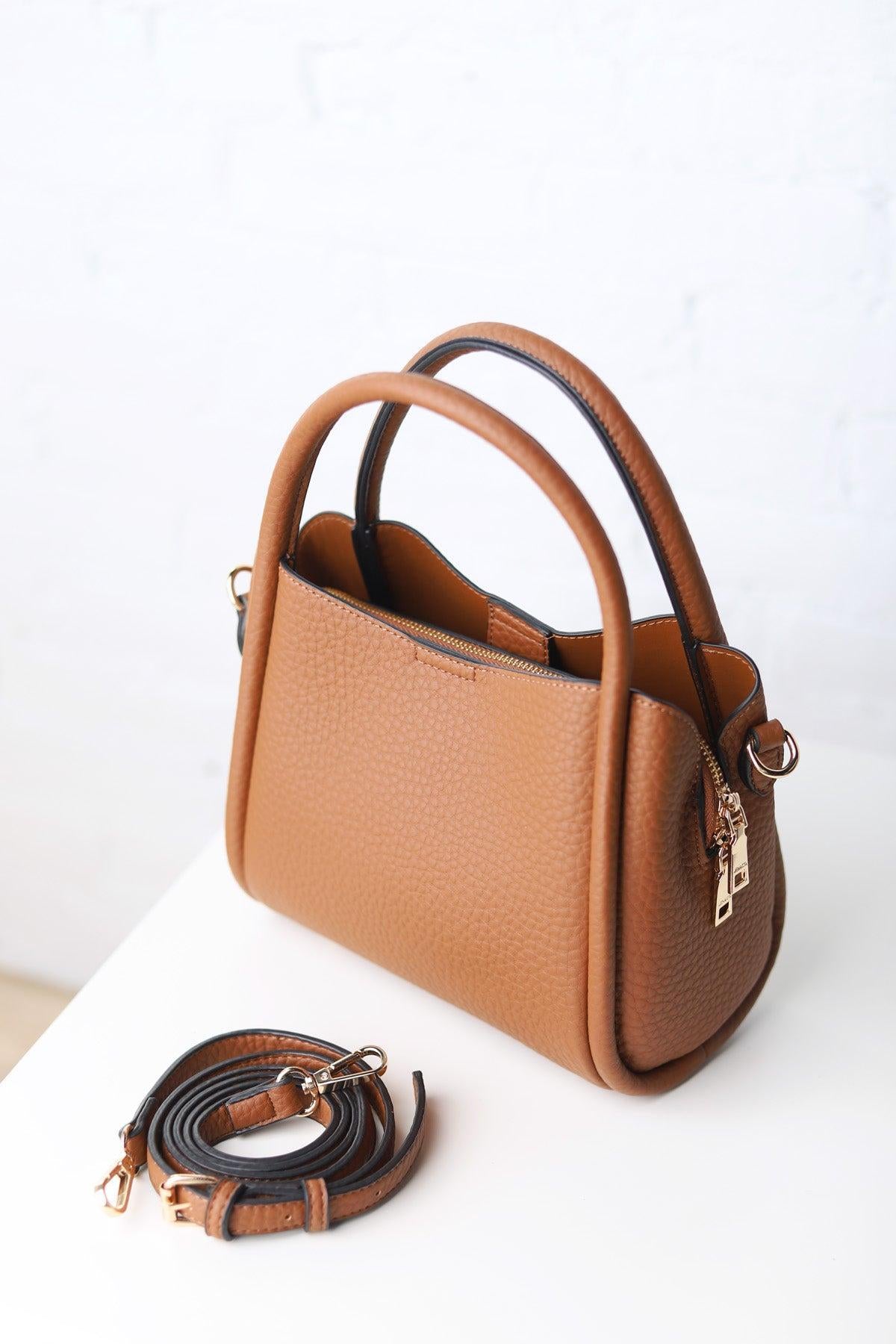 Ruby 3-Compartment Satchel w/ Dual Handles - Brown