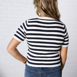Ruelle Button Down Stripe Sweater Cardigan