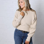 Rumi Ribbed Dolman Sleeve Sweater - Beige