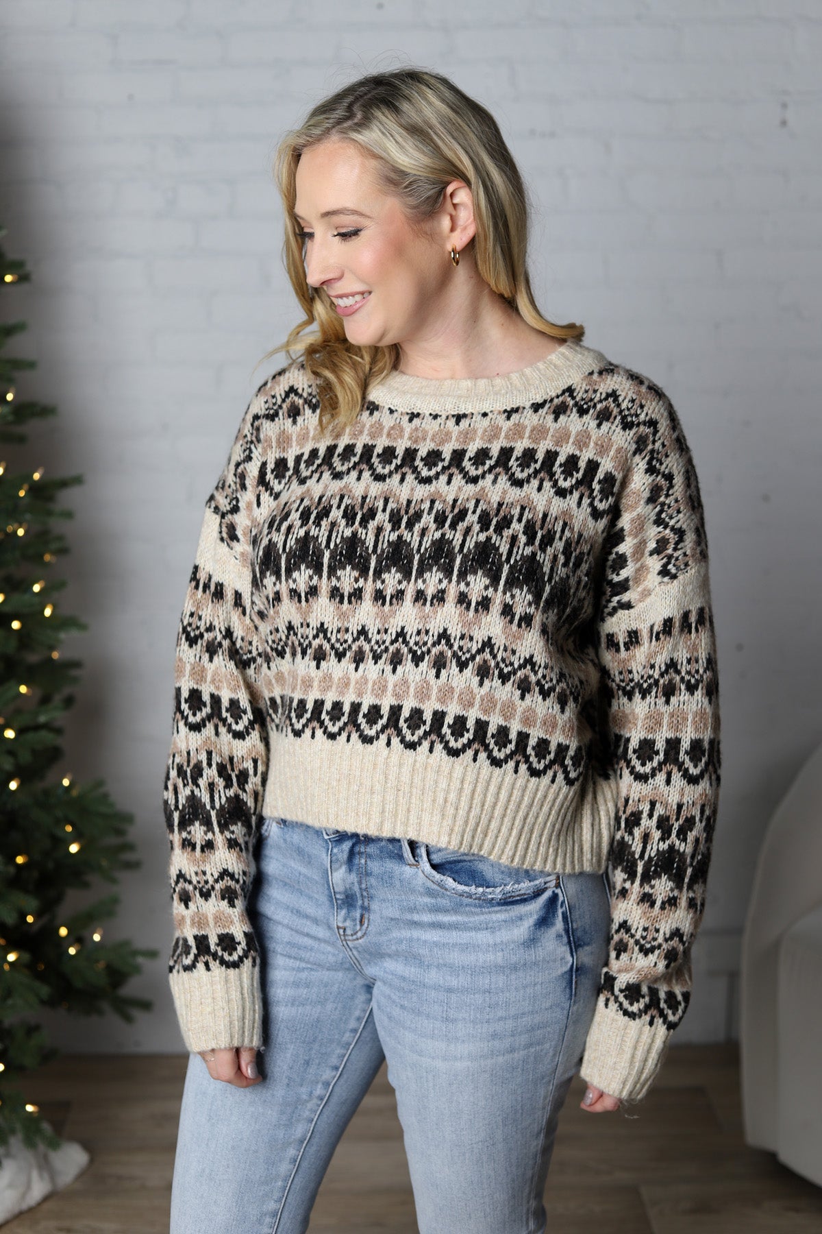 Rural Nordic Pattern Pullover Sweater