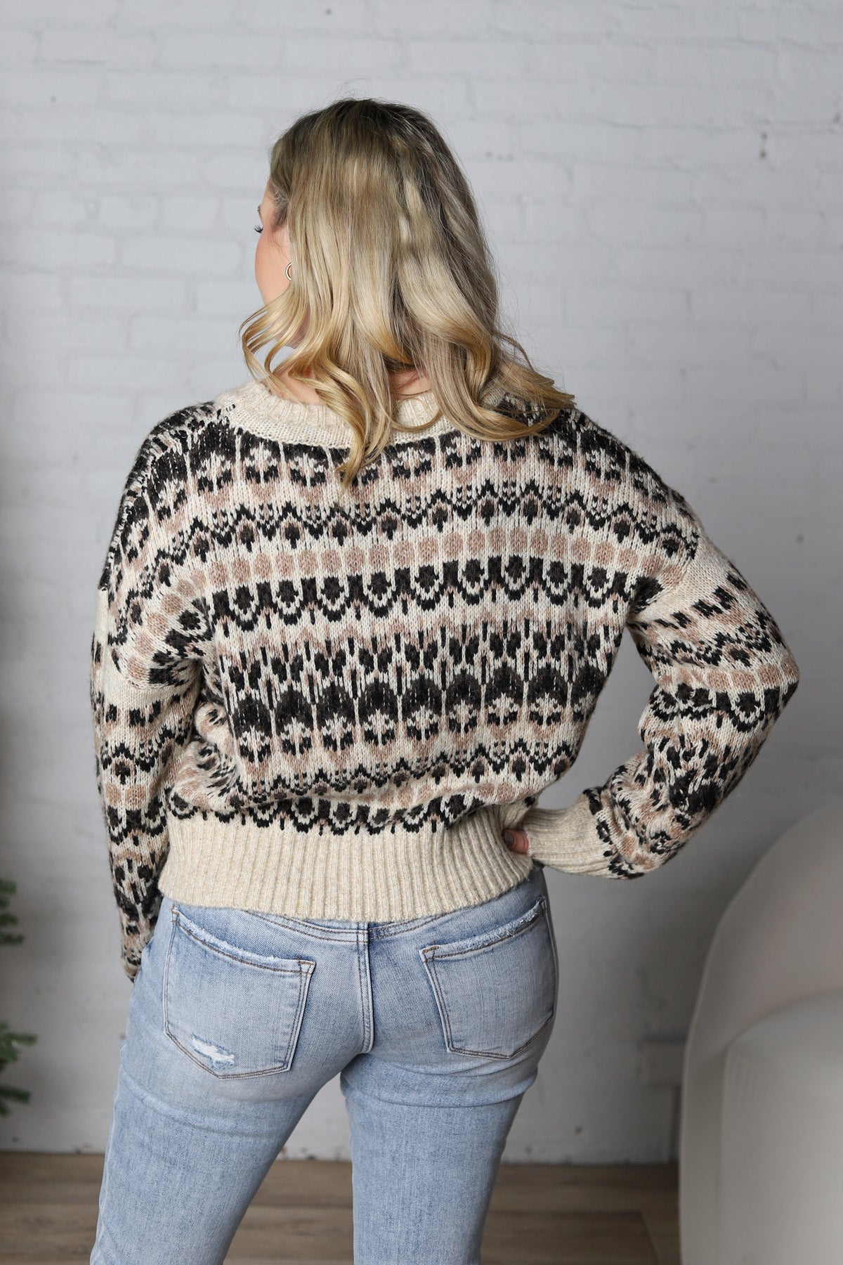 Rural Nordic Pattern Pullover Sweater