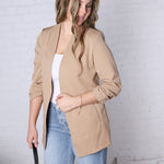 Ruthie Collarless Ruched Sleeve Longline Blazer FINAL SALE