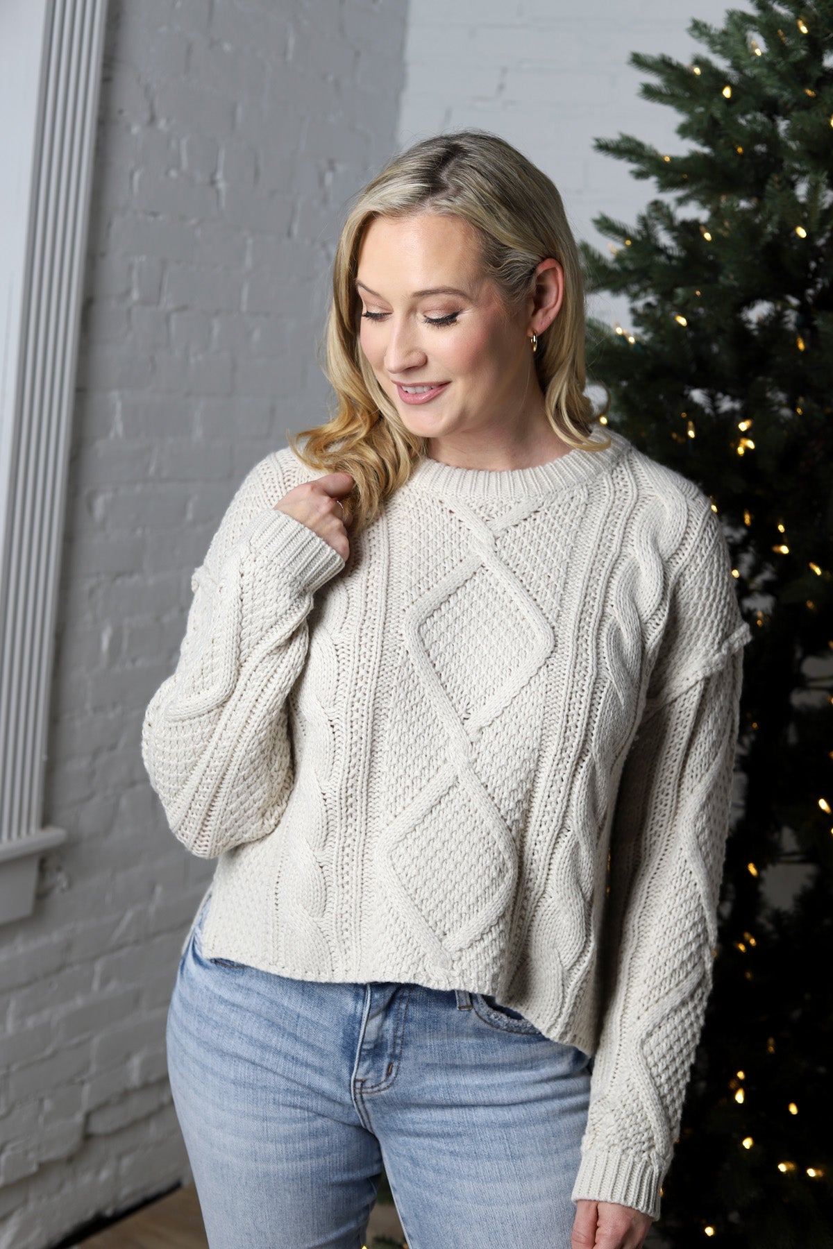 Ryla Cable Kinit Sweater - Bone