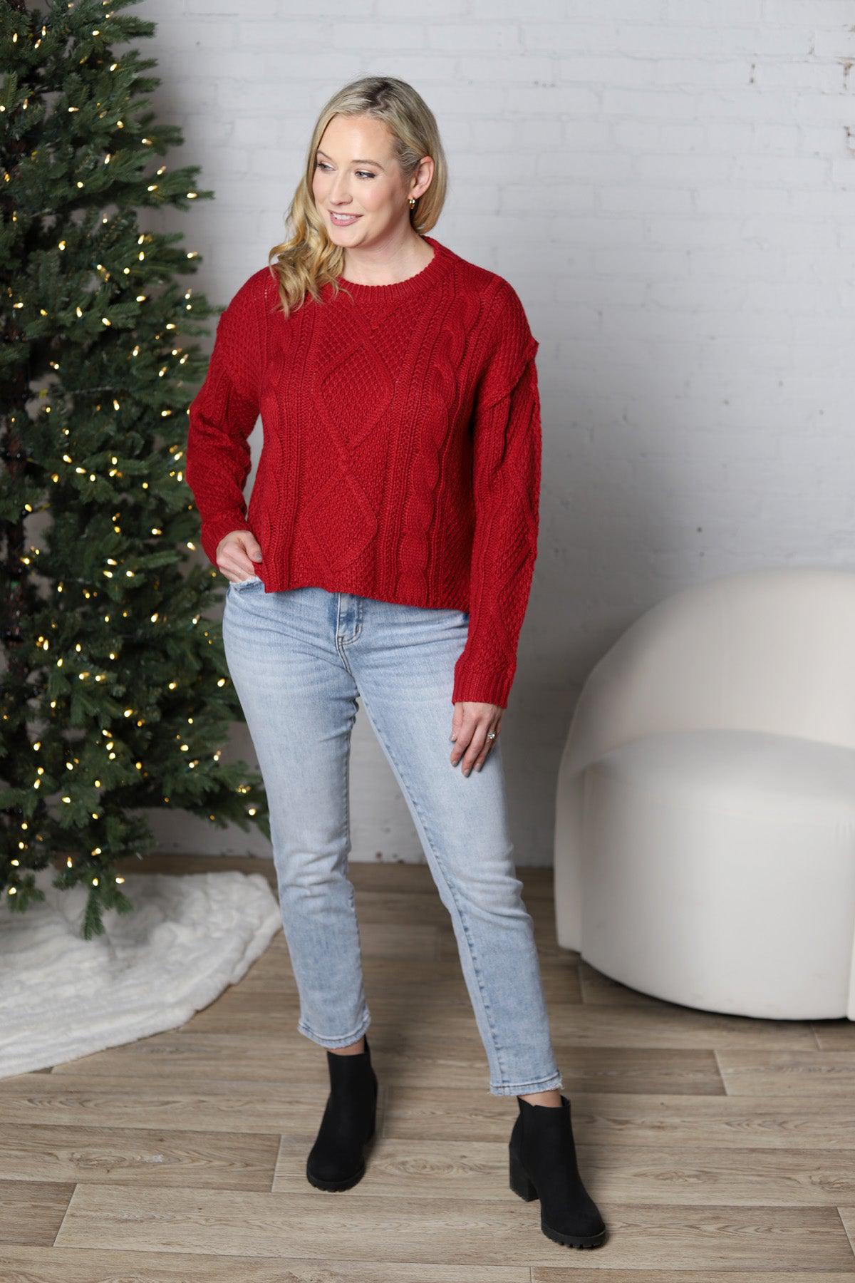 Ryla Cable Kinit Sweater - Red