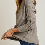 Rynn V-Neck Button Up Top - Taupe