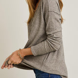 Rynn V-Neck Button Up Top - Taupe