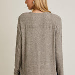 Rynn V-Neck Button Up Top - Taupe
