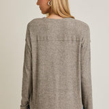 Rynn V-Neck Button Up Top - Taupe