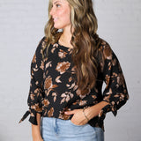 Sabine Floral Blouse - Black