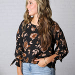 Sabine Floral Blouse - Black FINAL SALE