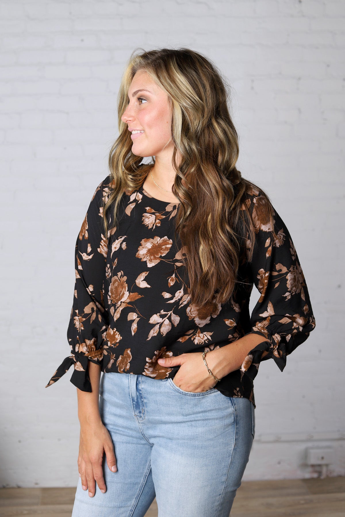 Sabine Floral Blouse - Black FINAL SALE