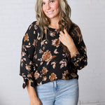 Sabine Floral Blouse - Black FINAL SALE