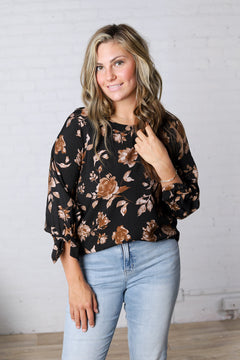 Sabine Floral Blouse - Black