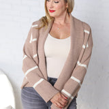 Sabine Stripe Cardigan - Taupe