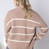 Sabine Stripe Cardigan - Taupe