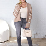 Sabine Stripe Cardigan - Taupe