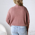 Sable Chunky Ribbed Knit Raw Seam Cardigan - Red Bean