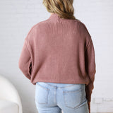 Sable Chunky Ribbed Knit Raw Seam Cardigan - Red Bean