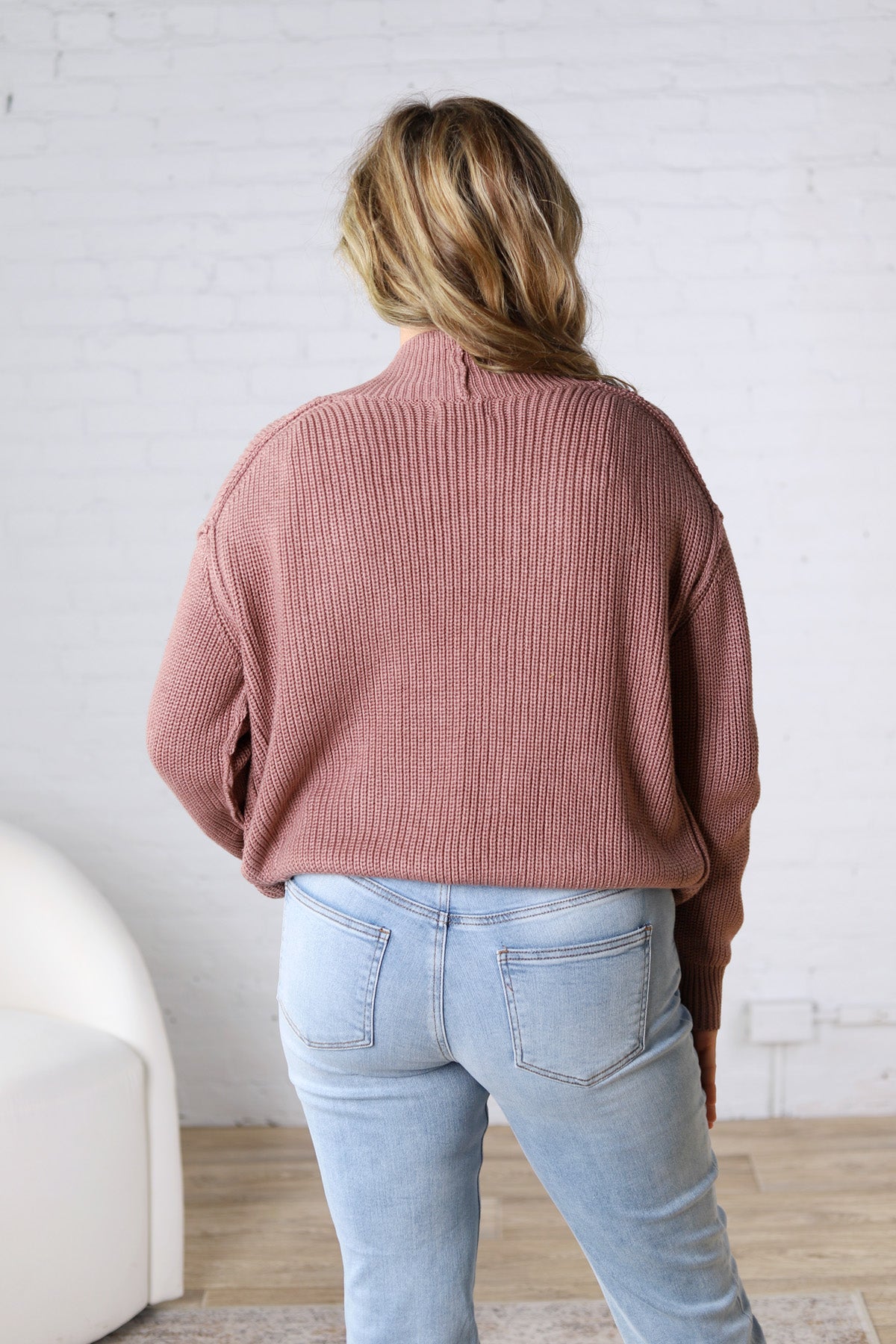 Sable Chunky Ribbed Knit Raw Seam Cardigan - Red Bean