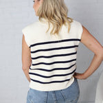 Sable Sweater Muscle Tank - Cream & Navy