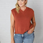 Sable Sweater Muscle Tank - Rust