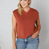 Sable Sweater Muscle Tank - Rust