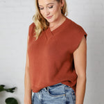 Sable Sweater Muscle Tank - Rust