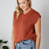 Sable Sweater Muscle Tank - Rust