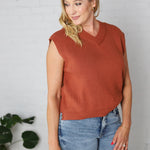 Sable Sweater Muscle Tank - Rust