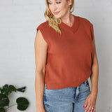 Sable Sweater Muscle Tank - Rust