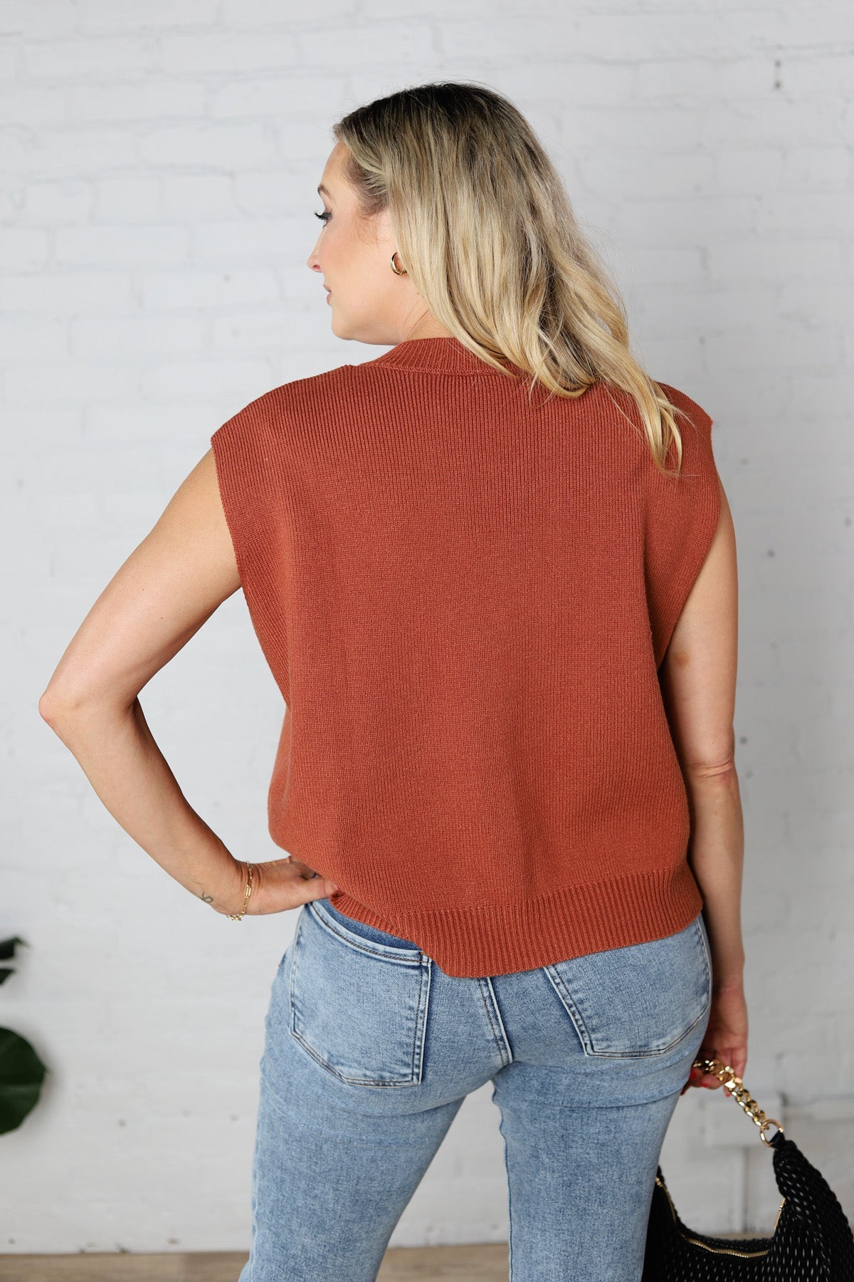 Sable Sweater Muscle Tank - Rust