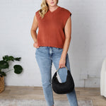 Sable Sweater Muscle Tank - Rust