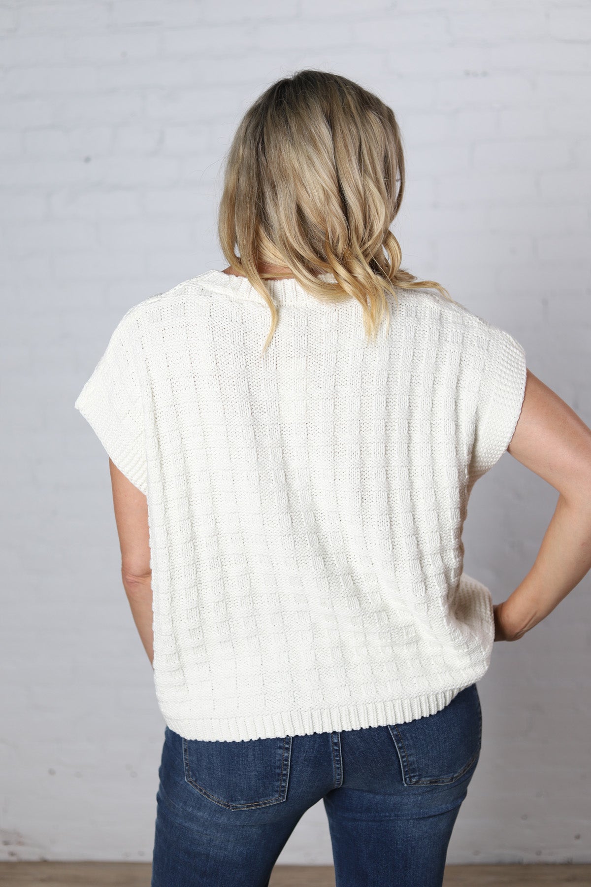 Sabyn Textured Boxy Sweater Top - Off White - FINAL SALE