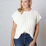 Sabyn Textured Boxy Sweater Top - Off White - FINAL SALE