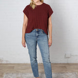 Sabyn Textured Boxy Sweater Top - Wine